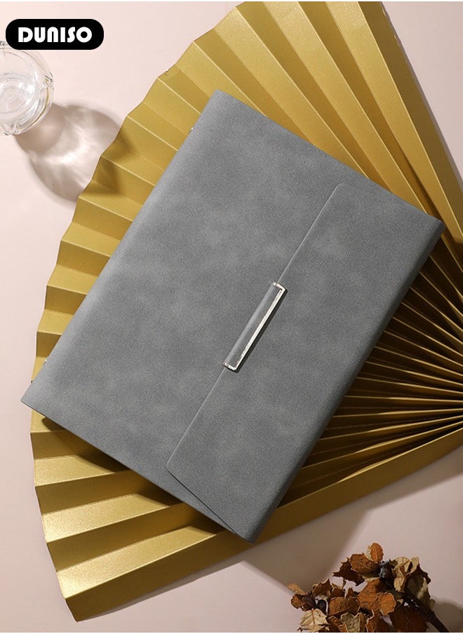 DUNISO - A5 Notebook, Portable Foldable Notepad, Transverse Line Diary Notebook for Women Men, PU Cover Design College Specific Notebook with Pen Slot Card Slot Side Pocket, Hardcover Business Notebook with Binder for Writing,Travel,Work & School - Image 1