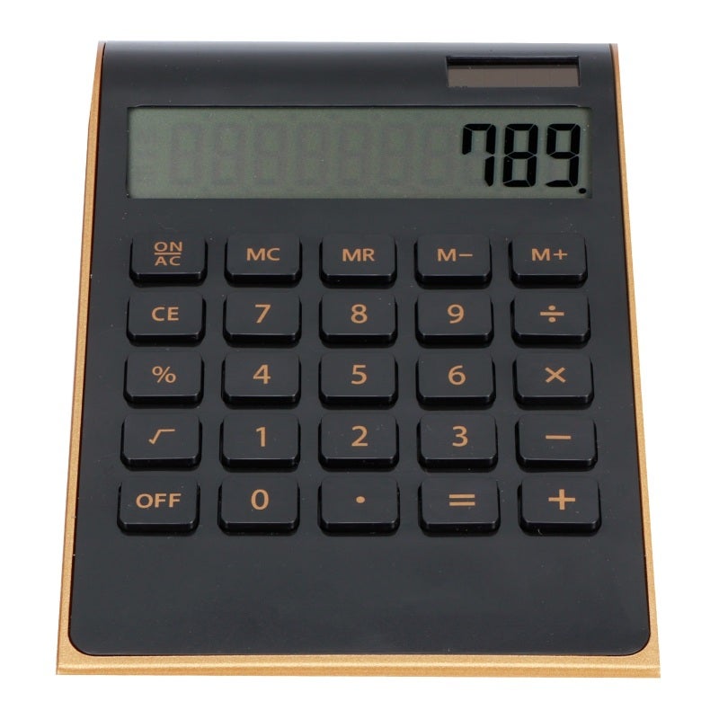 Portable Calculator: 10 Digits Dual Power Solar Or Battery - Tilted LCD Display Ergonomic Wide Keyboard Financial Functions for Home Office - Image 1