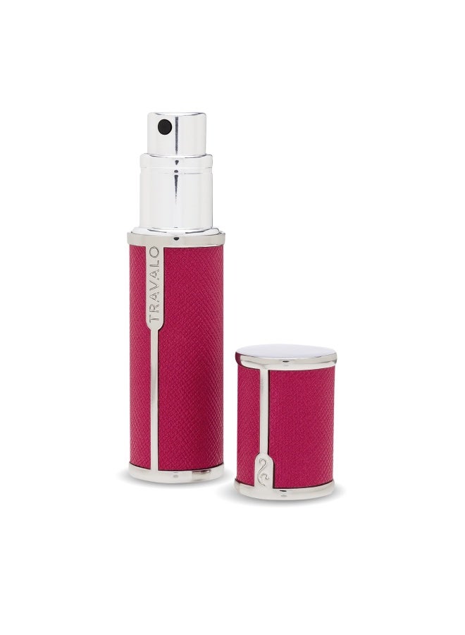 Travalo Milano Perfume Atomizer LeakProof and TSA Approved for Air Travel Reusable Airtight Easy Fill Mini Pump Sprayer Lightweight Vegan Leather with Polished Metal Outer Shell Hot Pink - Image 2