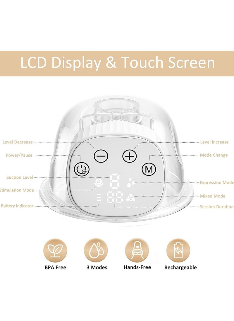 Gonice Breast Pump, Wearable Breast Pump, Portable Hands-Free Electric Breast Pump 3 Modes 9 Levels Low Noise Large LCD with Timer Memory Backlight Function Rechargeable  - Image 2