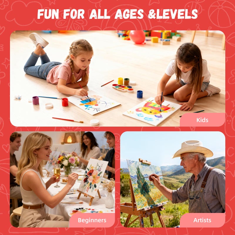 Simetufy 72 Pack 8 x 10 inch Canvas Boards for Painting Flat Canvas Panels Bulk Value Pack for Classes and Parties 100% Cotton for Acrylics Paint - Image 2