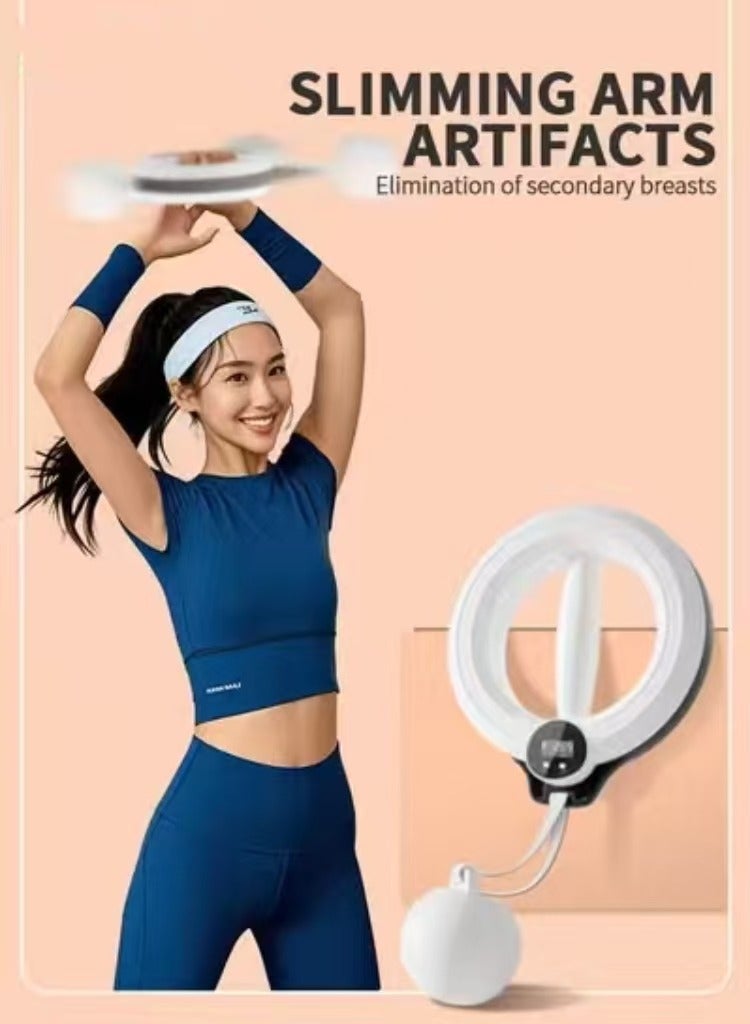 كابتن تيك Weighted Arm Hoop with Counter Smart, Hand-cranked Hula Hoop, Portable Exercise Equipment with 3 Display Modes, 360 Degree Arm Ring, Arm Exerciser Lightweight Arm Trainer for Arm Training - Image 3