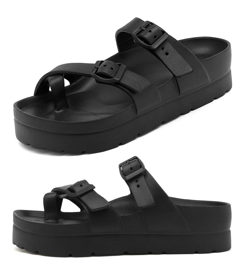 Haifago Women's Platform Sandals with Arch Support, Adjustable Toe Loop Strap Slides Beach Summer Essential Thong Sandals Comfortable Lightweight - Image 1