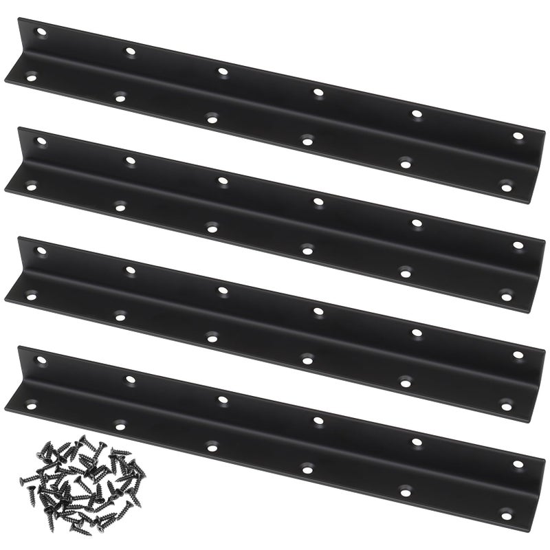 Xingwenhao Raised Garden Bed Corner Brackets, 4pcs L Bracket, 90 Degree Angle Brackets, Black Metal Bed Corner Bracket Connectors for Furniture, Wood Frame, Shelf, Cabinet (275x25x25mm) - Image 1