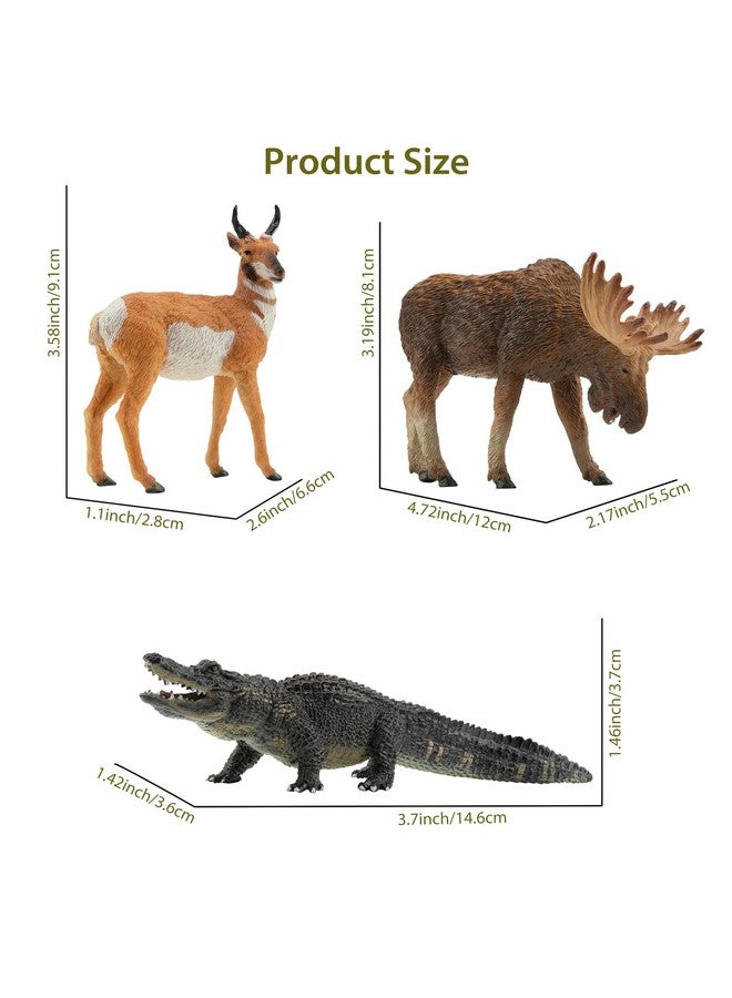 TOYMANY مجموعة تماثيل حيوانات الغابة الأمريكية الشمالية من تويماني 12 قطعة، تشمل حيوانات الراكون، الوشق، الذئب، الدب، النسر، لعبة تعليمية لتزيين الكعك، هدية عيد الميلاد أو عيد الميلاد للأطفال الصغار. - Image 3