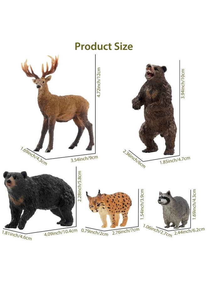 TOYMANY مجموعة تماثيل حيوانات الغابة الأمريكية الشمالية من تويماني 12 قطعة، تشمل حيوانات الراكون، الوشق، الذئب، الدب، النسر، لعبة تعليمية لتزيين الكعك، هدية عيد الميلاد أو عيد الميلاد للأطفال الصغار. - Image 2