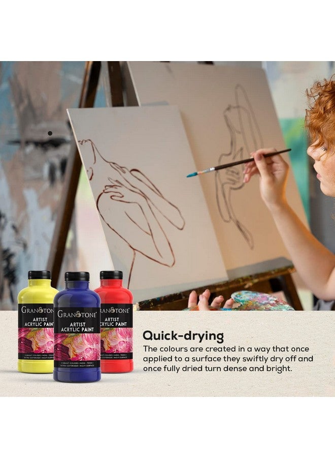 Granotone طلاء أكريليك GRANOTONE للفنون والحرف اليدوية، طلاء DIY، صبغة غنية، طلاء غير متشقق للقماش والخشب والجلد والفخار والمعادن 500 مل (أسود) - Image 2