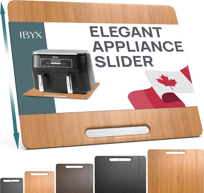 Ibyx منزلق أجهزة المطبخ Ibyx للعمل على العداد – صينية منزلقة من الخيزران تحت الخزائن، مناسبة لآلة القهوة، المقلاة الهوائية، محضر الطعام، الخلاط، التوستر – صينية دوارة لأجهزة المطبخ للاستخدام على سطح العداد (13” × 16”) - Image 1