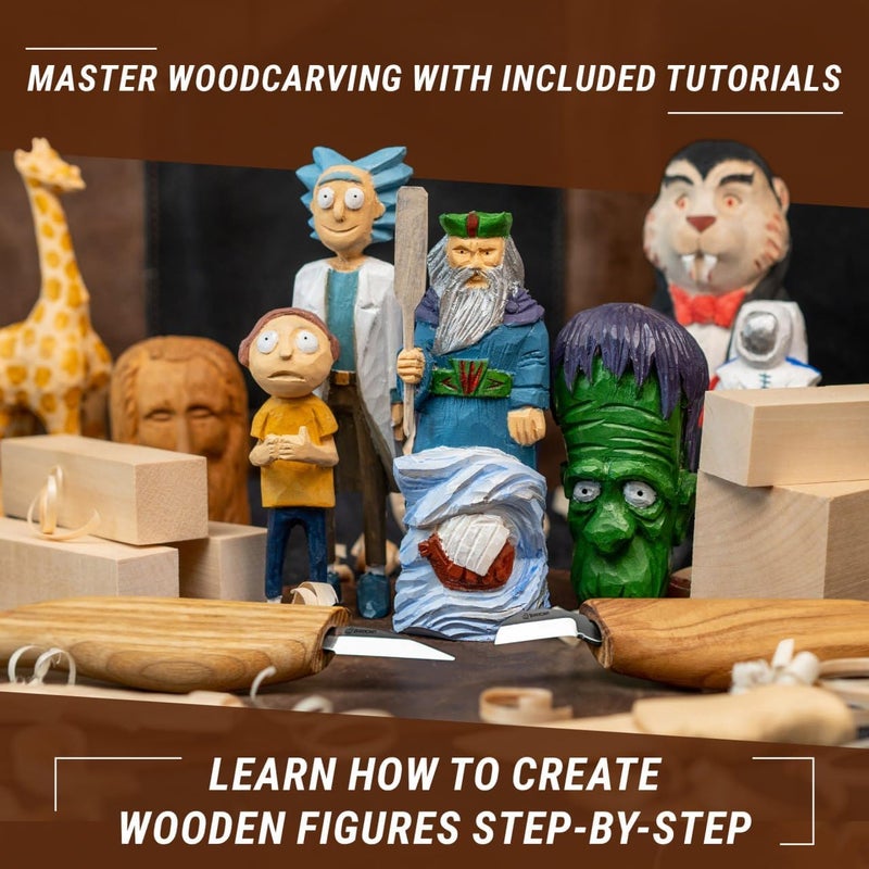 BeaverCraft Wood Carving Kit S16 Wood Whittling Kit for Beginners Kids Wood Carving Set - Whittling Knife, Chip Wood Carving Knife, Basswood Carving Blocks Wood for Carving Knives Whittling Tools - Image 2