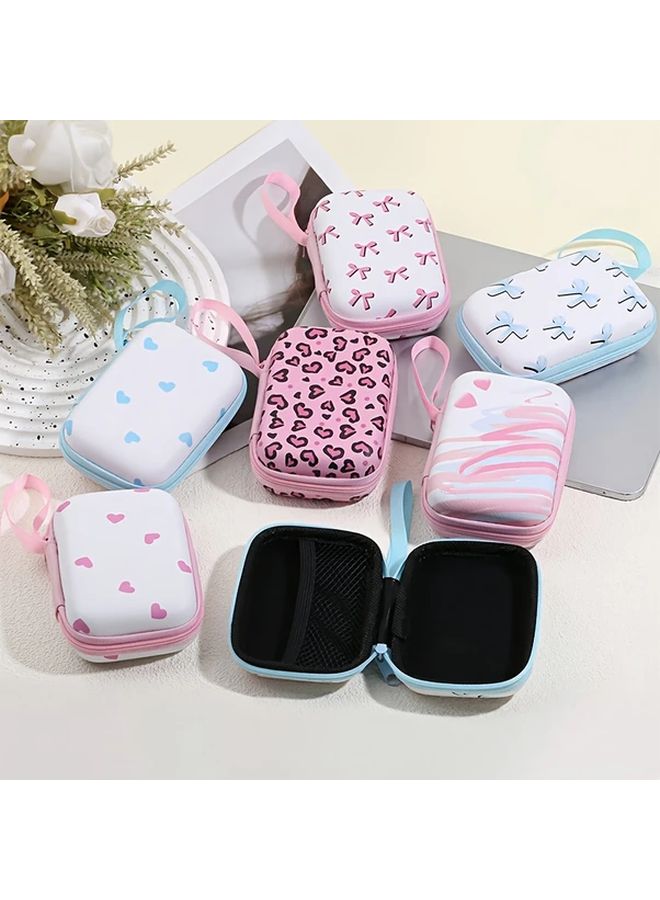 Pink Heart Hard Shell Zipper Organizer Case For Cables Chargers Keys Small Items - Image 5