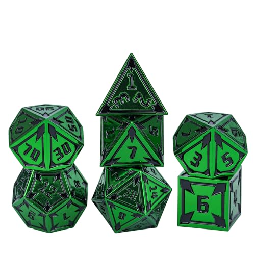 UDIXI Green Metal Dice Set DD 7Piece Heavy Metallic DND Dice Set with Gorgeous Gift Case for Role Playing Game and Tabletop Game - Image 5