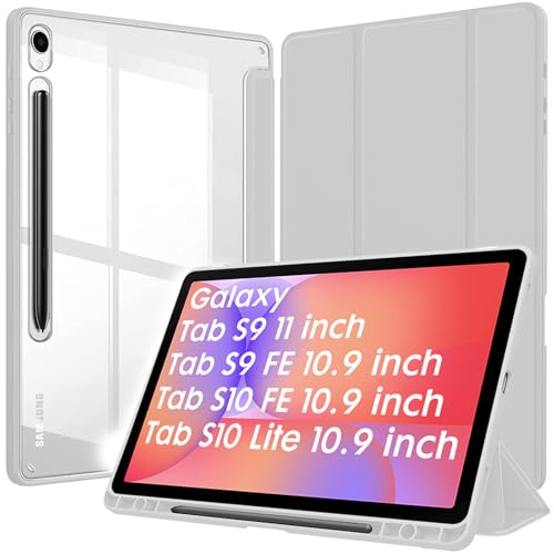 Robustrion Cover for Samsung Galaxy Tab S10 Lite 10.9" / S10 FE / S9 FE / S9 11" Case with [S Pen Holder],Hybrid Flip Cover for Samsung Tab S9/ S9 FE/ S10 FE / S10 Lite Tablet [Auto Sleep Wake] - Grey - Image 1