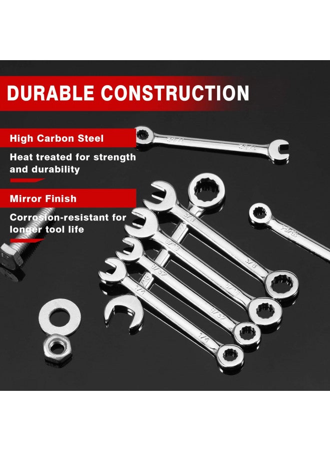 SPEEDWOX SPEEDWOX Mini SAE Ignition Wrench Set 10 Pcs 5/32"-7/16" Standard Small Wrench Set Combination Wrenches Open and Box End Set Mini Spanner Set with Portable Storage Pouches and A Ring - Image 2