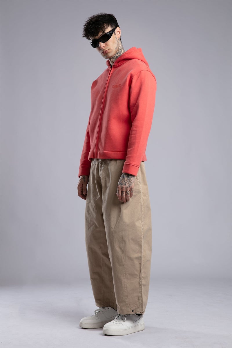 Catch Embossed Print Zip-Up Hooded Sweatshirt - Image 1