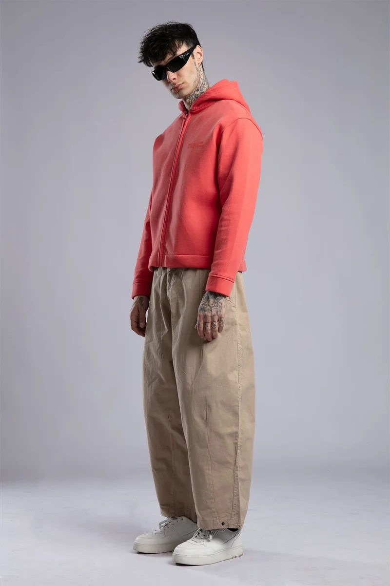 Catch Embossed Print Zip-Up Hooded Sweatshirt