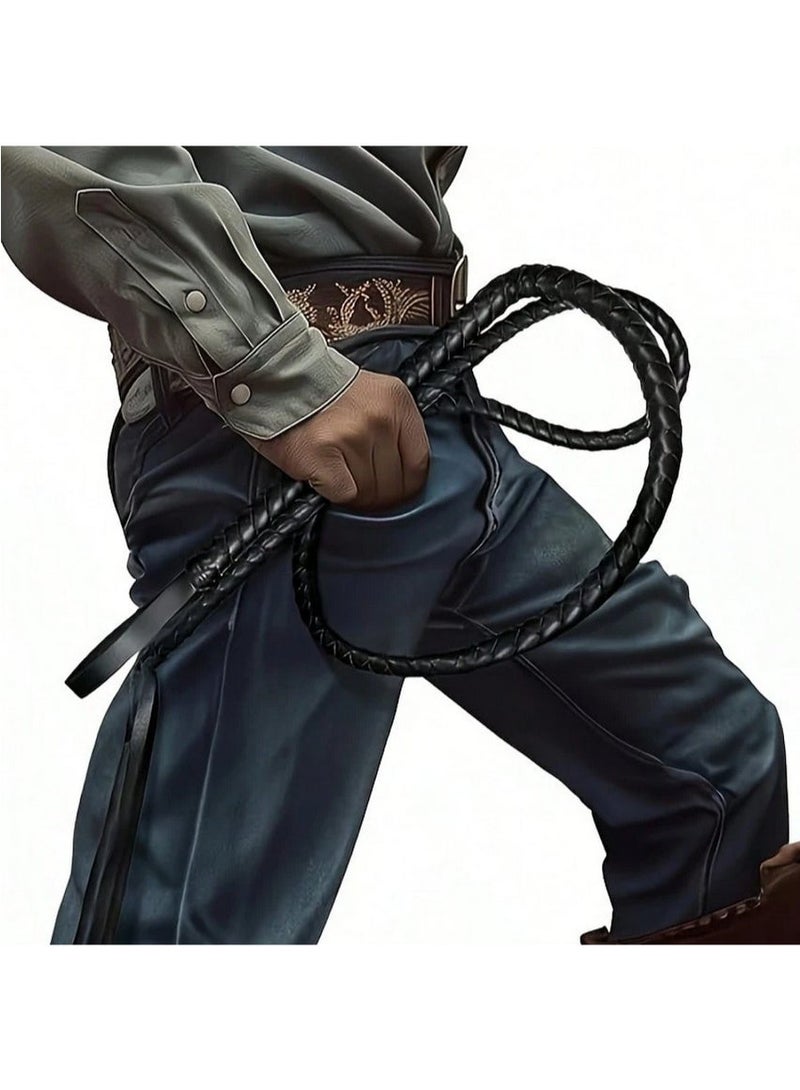 A sturdy, Western-style cowboy whip for horse training. Made of braided synthetic leather, it features a comfortable, non-slip handle and a lightweight design for easy control, ideal for both riding and training. - Image 4