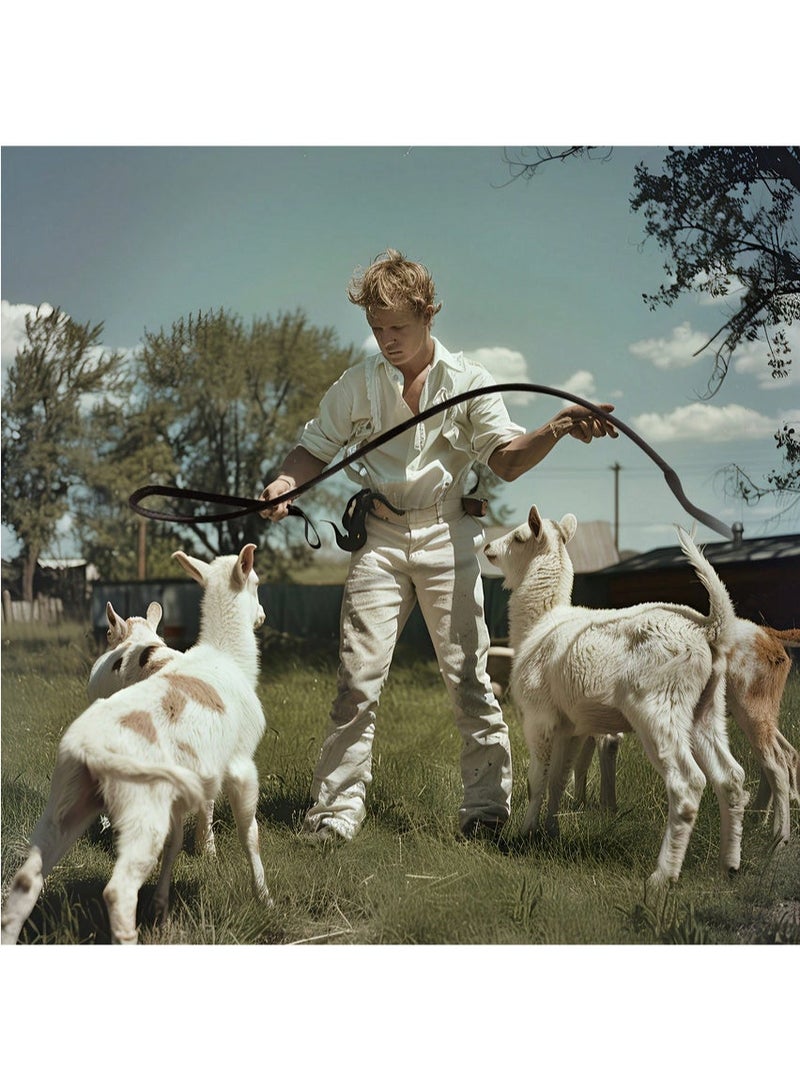 A sturdy, Western-style cowboy whip for horse training. Made of braided synthetic leather, it features a comfortable, non-slip handle and a lightweight design for easy control, ideal for both riding and training. - Image 3