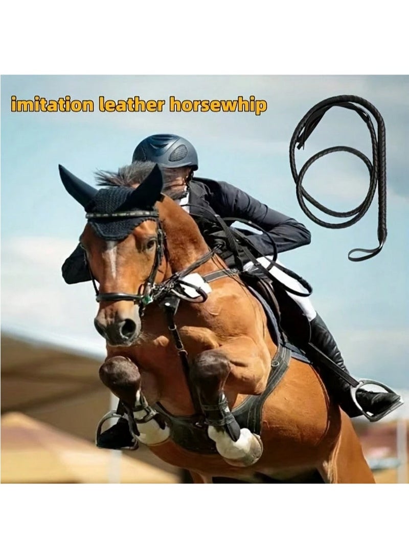 A sturdy, Western-style cowboy whip for horse training. Made of braided synthetic leather, it features a comfortable, non-slip handle and a lightweight design for easy control, ideal for both riding and training. - Image 1