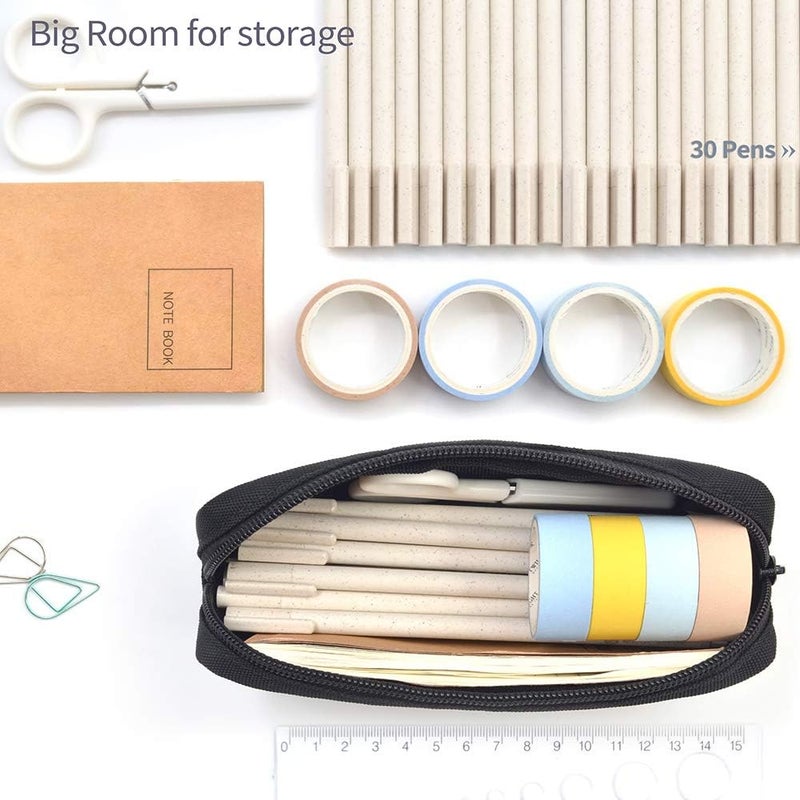 Dobmit Pencil Pen Case, Big Capacity Pencil Pouch Makeup Bag for Girls and Boys Durable Office Stationery Organizer - Black - Image 2