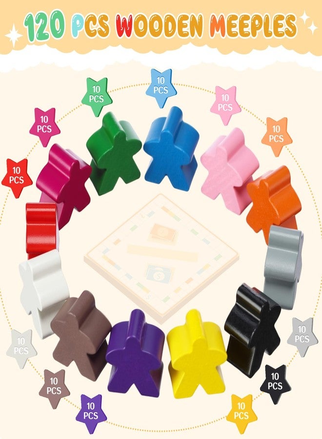 Arrowbash 120 Pcs Wooden Meeples Colorful Meeples Pieces Games Accessories Family Board Game Tokens, Player Pieces, Creative Projects - Image 3