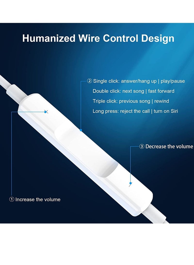 iPhone Headphones, [MFI Certified] Earphones Wired Stereo Sound Earbuds with Microphone and Volume Control, Compatible with iPhone 14/13/12/SE/11/XR/XS/X/7/7 - Image 5