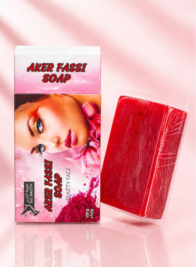 SILK SMOOTH Aker Fassi Soap 100g – Moroccan Beauty Soap for Skin Brightening & Deep Cleansing – Helps Even Skin Tone & Enhance Natural Glow – Face & Body Soap - Image 1
