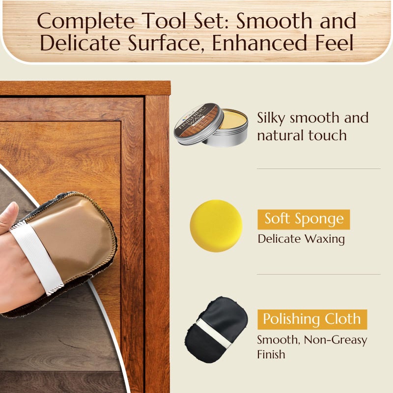 DWIL Wood Finishing Wax for Furniture - 100% Natural Chalk Paint Wax for Sealing & Protecting Painted and Raw Wood Surfaces, Wooden Floors & More - Clear Protective Finish, 3.5 Oz (Includes Tools) - Image 3