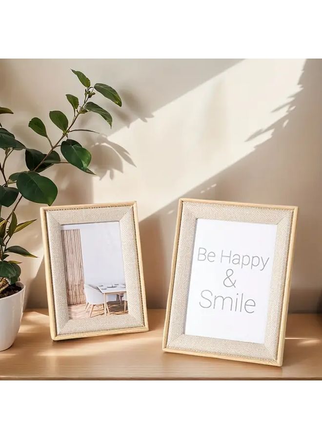 3 Size Wood Photo Frames 5 Inch Rustic Jute Christmas Wedding Tabletop Decor - Image 1