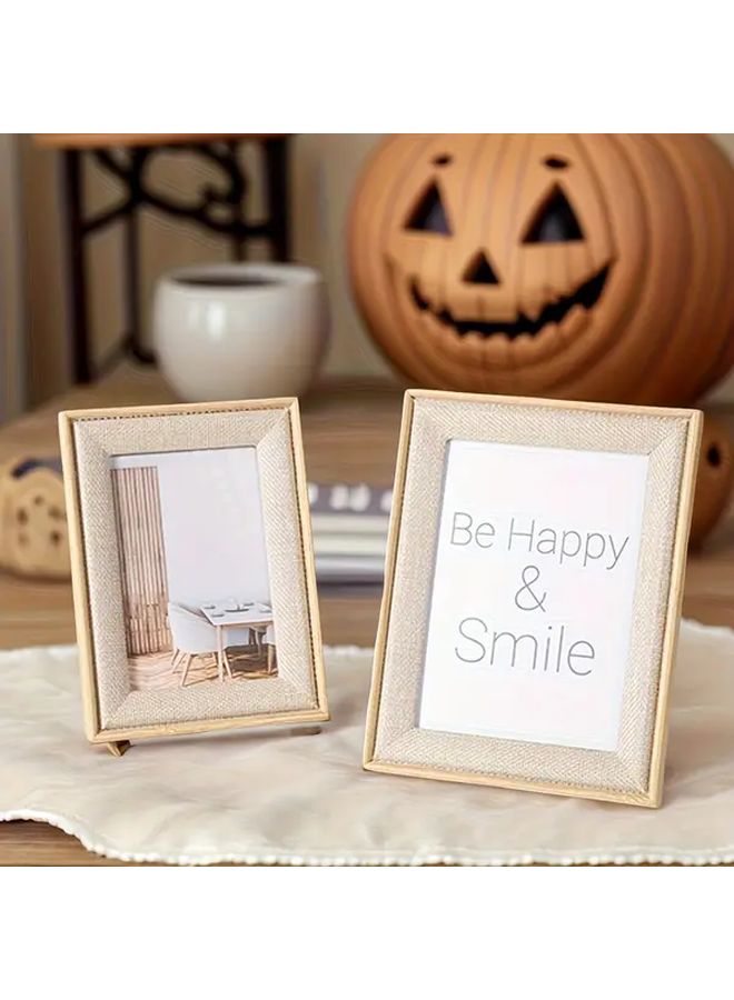 3 Size Wood Photo Frames 5 Inch Rustic Jute Christmas Wedding Tabletop Decor - Image 4