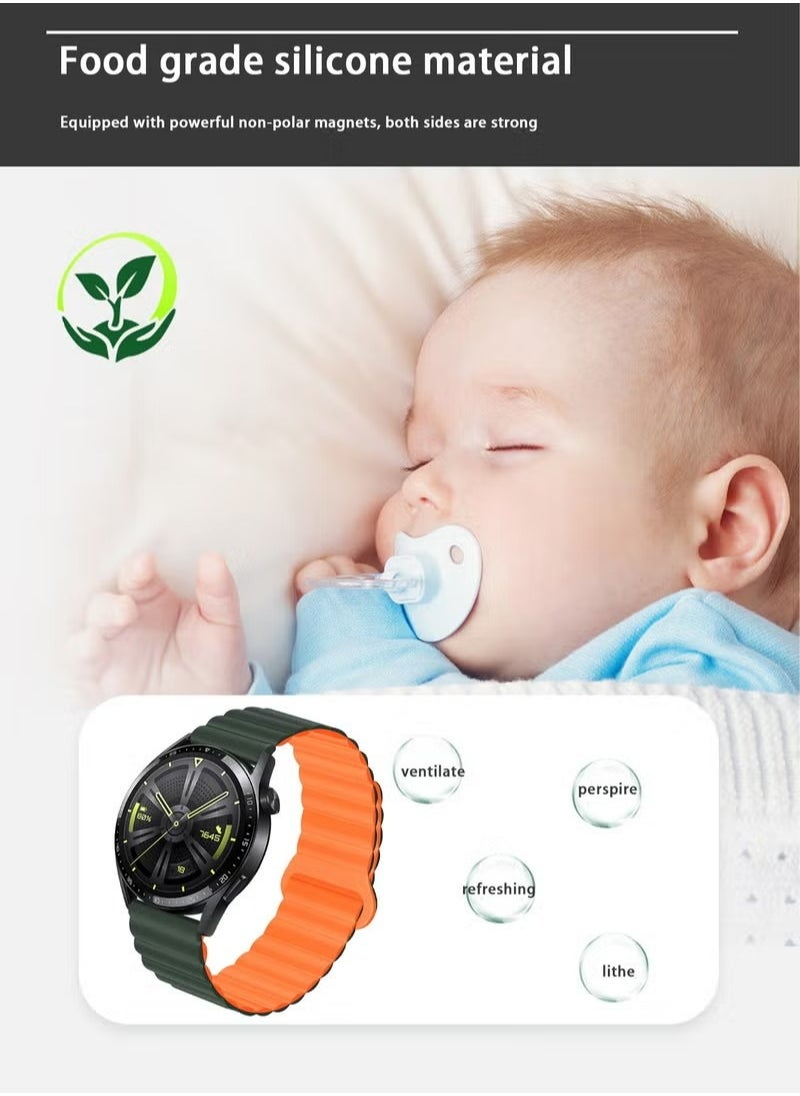 X-level 22mm Band Compatible for Huawei GT4/Huawei GT/Huawei GT 2 (46mm) Watch Band/Huawei Watch GT2 Pro Strap/Samsung Galaxy Watch 46mm / Galaxy Watch 3 45mm,Silicone Double Sided Magnetic Loop Strap  - Image 5