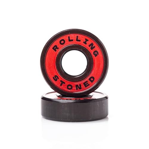 Rolling Stoned Skateboard Bearings Set - ABEC 5 Sealed Bearings for Skateboards, Longboards, Scooters and Roller Skates Stainless Steel 608 Bearings (8 Pack, Red) (AA Dubs) - Image 3