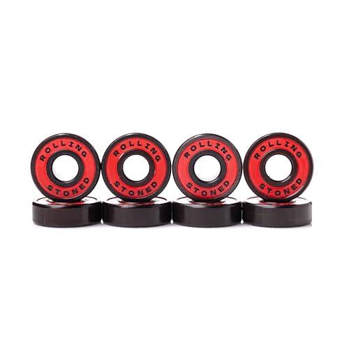 Rolling Stoned Skateboard Bearings Set - ABEC 5 Sealed Bearings for Skateboards, Longboards, Scooters and Roller Skates Stainless Steel 608 Bearings (8 Pack, Red) (AA Dubs) - Image 4