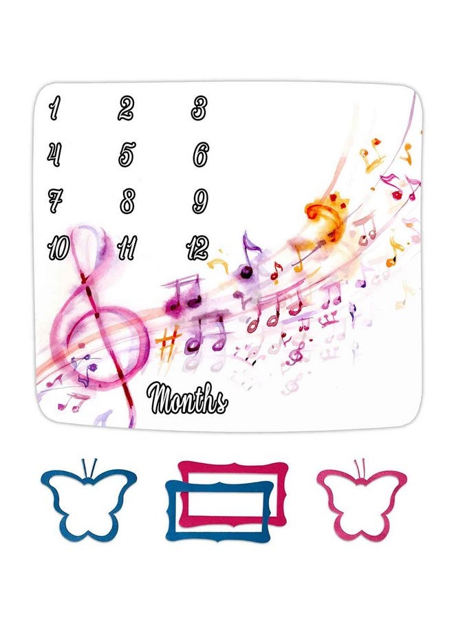 FHZON - Musical Theme Baby Monthly Milestone Blanket for Boys and Girls, Watercolor Note Sheet Music Month and Age Blanket, 48x40in Soft Flannel, Monthly Newborn Gift Baby Photo Blanket BTQQFH12 - Image 1