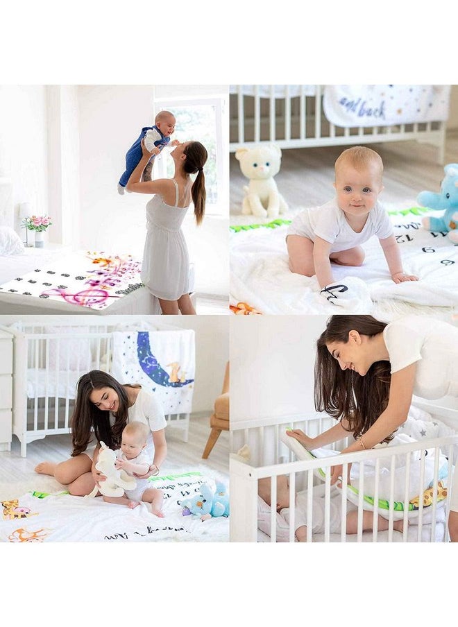 FHZON - Musical Theme Baby Monthly Milestone Blanket for Boys and Girls, Watercolor Note Sheet Music Month and Age Blanket, 48x40in Soft Flannel, Monthly Newborn Gift Baby Photo Blanket BTQQFH12 - Image 1