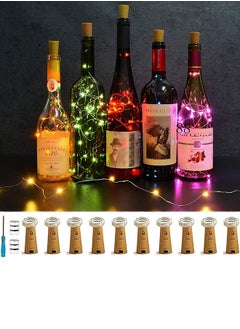 LENND Wine Bottle Lights with Cork, 10 Pack LED Cork Shape Silver Wire Colorful Fairy Mini String Lights for DIY, Party, Decor, Wedding  - Image 1