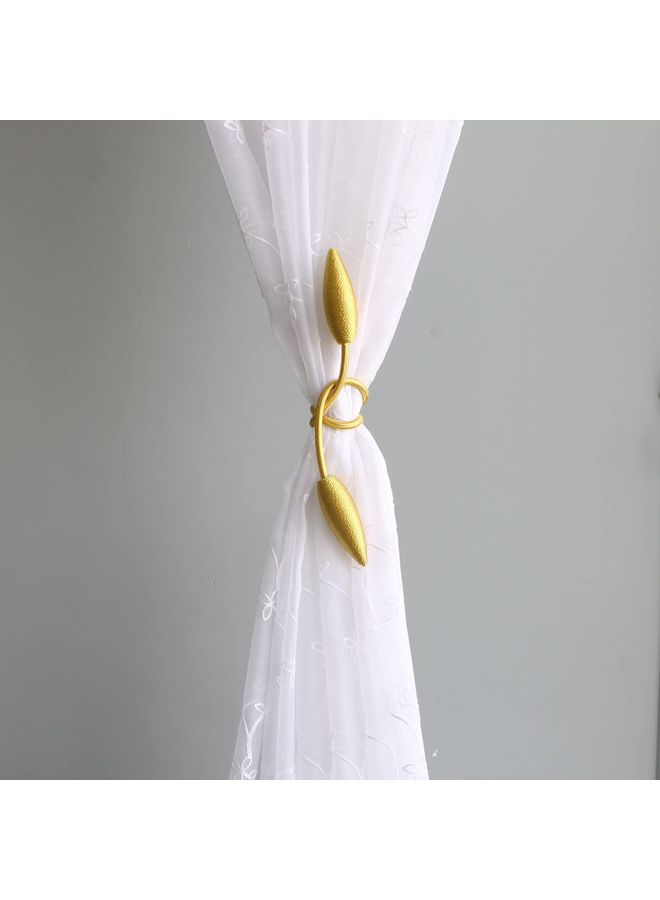 2-Piece Exquisite Design Magnetic Curtain Holder Golden - Image 3