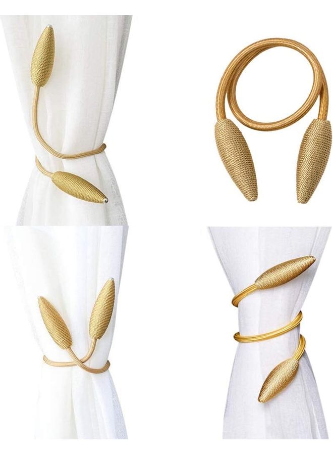 2-Piece Exquisite Design Magnetic Curtain Holder Golden - Image 2