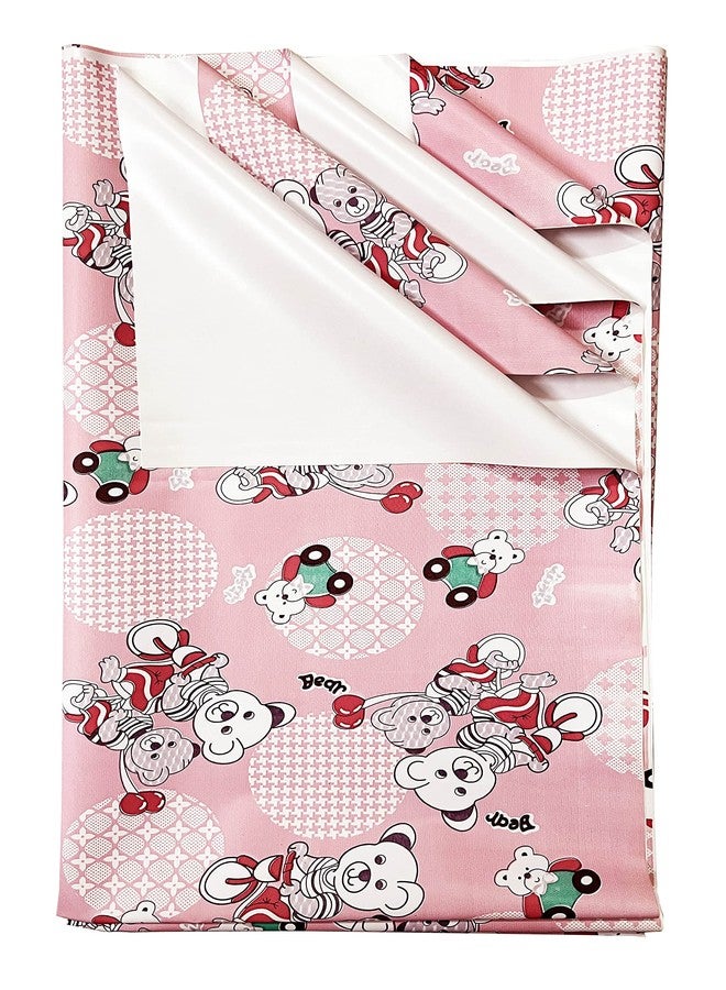 Ecosoft Pookie® Plastic Sheet | Rubber Sheet for Babies | Bed Wetting Protector | 0-12 Months | 90 x 90 cm (Bear Pink) - Image 1