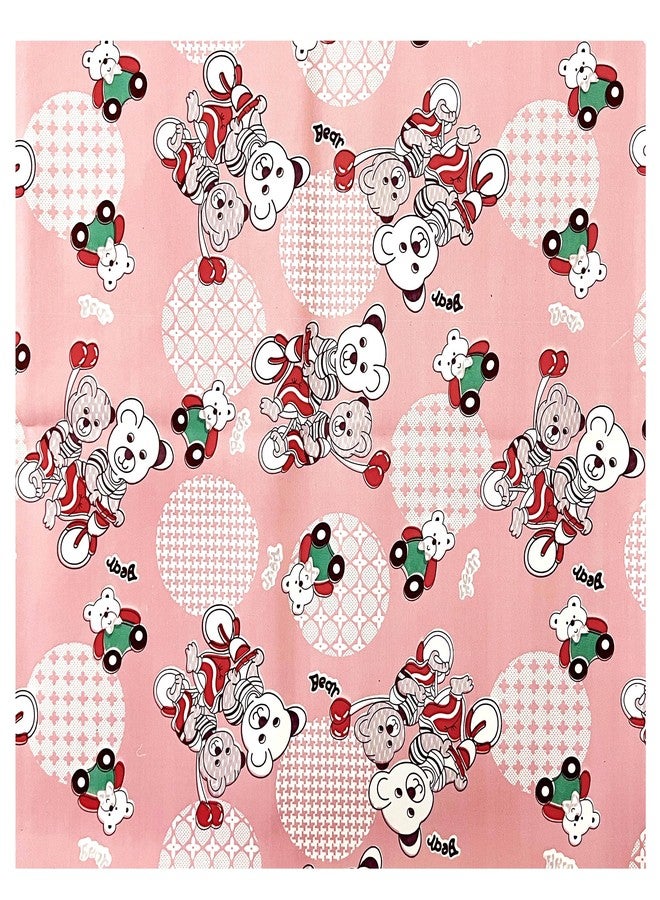 Ecosoft Pookie® Plastic Sheet | Rubber Sheet for Babies | Bed Wetting Protector | 0-12 Months | 90 x 90 cm (Bear Pink) - Image 2