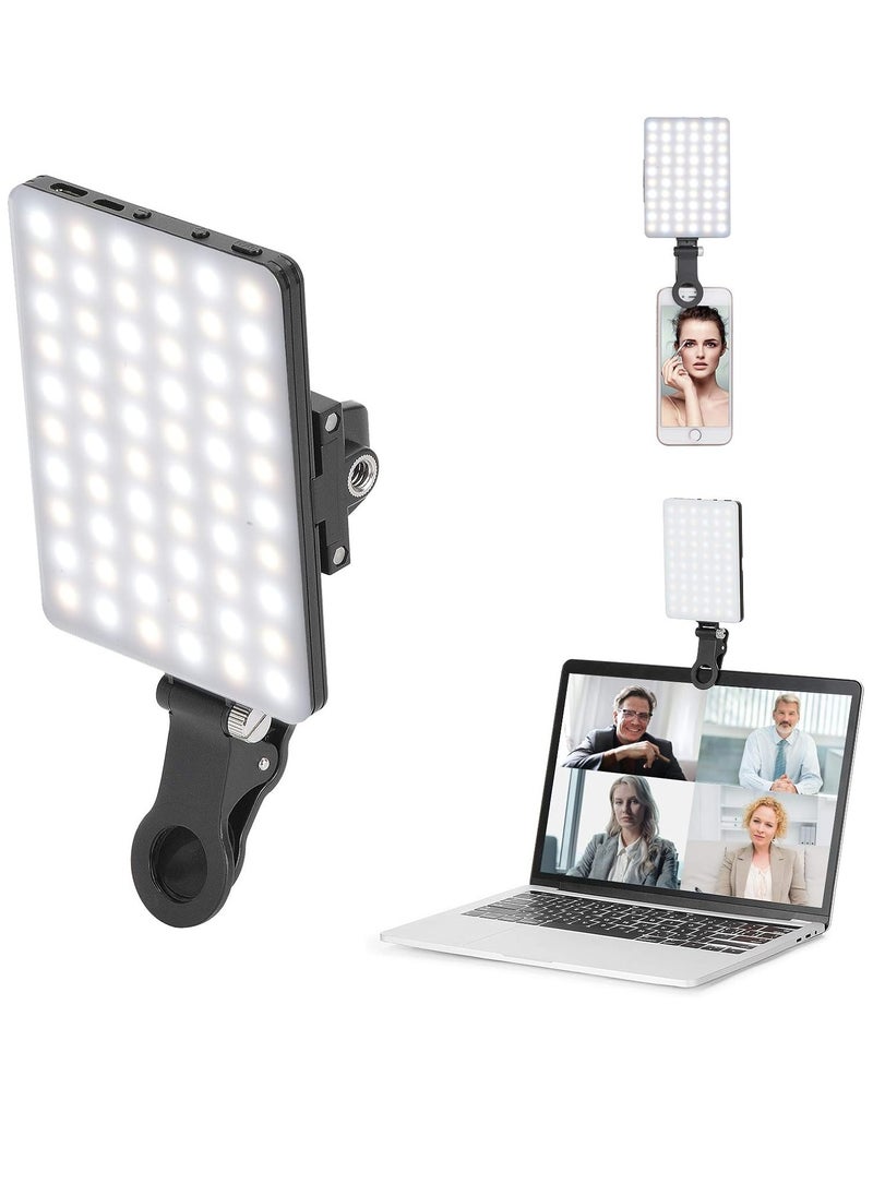 Gerenic LED Rechargeable Clip Fill Video Light with Clip, Adjusted 3 Light Modes for Phone, iPhone, Android, iPad, Laptop, for Makeup, TikTok, Selfie, Vlog, Video Conference and more  - Image 1