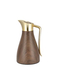 Dallaty Vacuum Flask Matte Gold & Wood Texture  1.0L  - Image 3