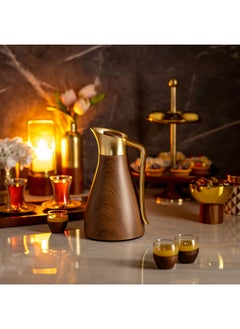 Dallaty Vacuum Flask Matte Gold & Wood Texture  1.0L  - Image 2