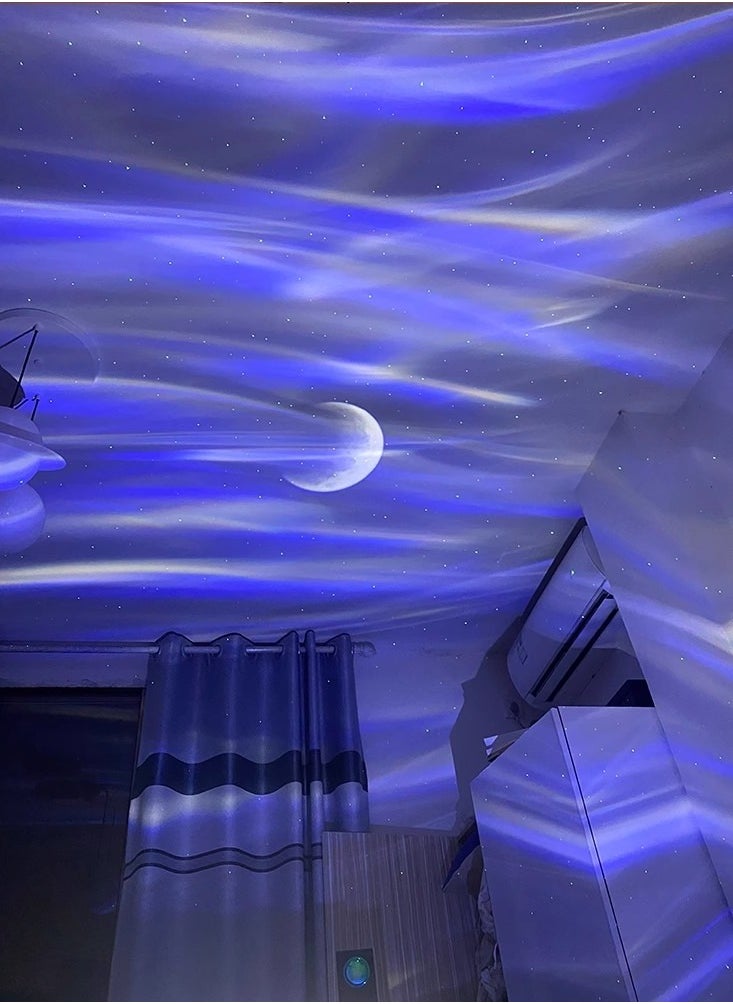 Generic - New 3D Visual Aurora Moon Star Projection Lamp Romantic Starry Music Laser Atmosphere Lamp with Remote Controller - Image 1