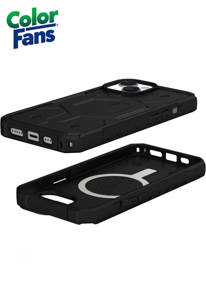 Color Fans Apple iPhone 13 Pro Case 6.1" Pathfinder Built-in Magnet Compatible with Magnet Charging Slim Lightweight Shockproof Dropproof Rugged Protective Cover - Black  - Image 2