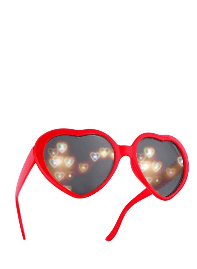 Generic Glases Sun Peach Heart Special Effects Sunglasses Funny Light Diffraction Eyeglasses Heart Light Glasses Magnetic Glasses Clip on Sunglasses Plastic Frame for Night Driving  - Image 1