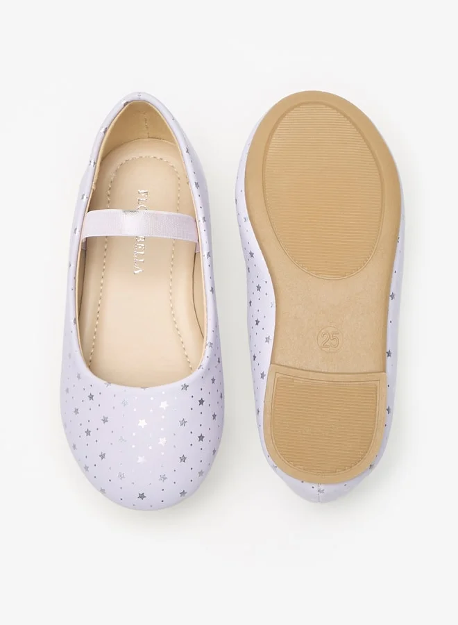 Flora Bella By Shoexpress Girls Star Print Slip-On Round Toe Ballerina Shoes