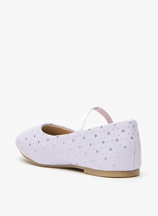Flora Bella By Shoexpress Girls Star Print Slip-On Round Toe Ballerina Shoes