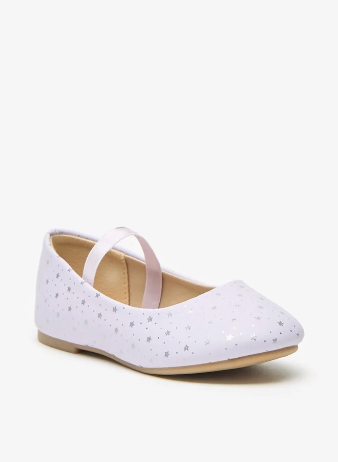 Flora Bella By Shoexpress Girls Star Print Slip-On Round Toe Ballerina Shoes