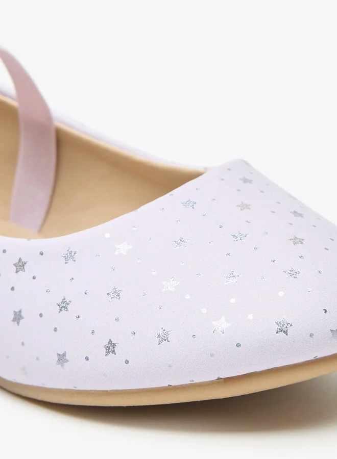Flora Bella By Shoexpress Girls Star Print Slip-On Round Toe Ballerina Shoes