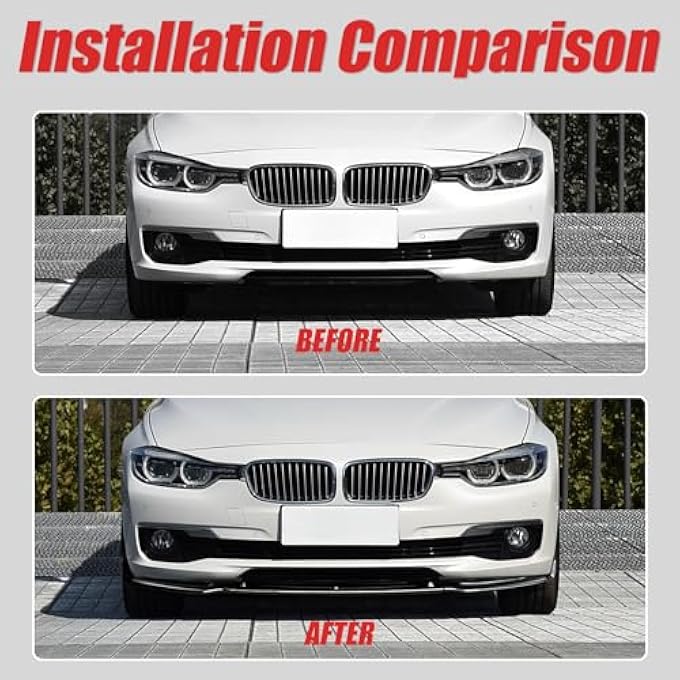 Fancemot Gloss Black Front Bumper Lip Compatible with BMW F30 F31 3 Series 2012-2018, Splitter Spoiler Diffuser Protector Wing Body Kit Compatible with BMW 320i 328i 330i 335i 340i - Image 4